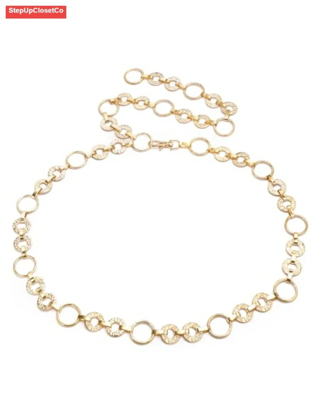 Metal Hollow Circle Chain Belt for Dresses Jeans Adjustable Waist Fashion Body